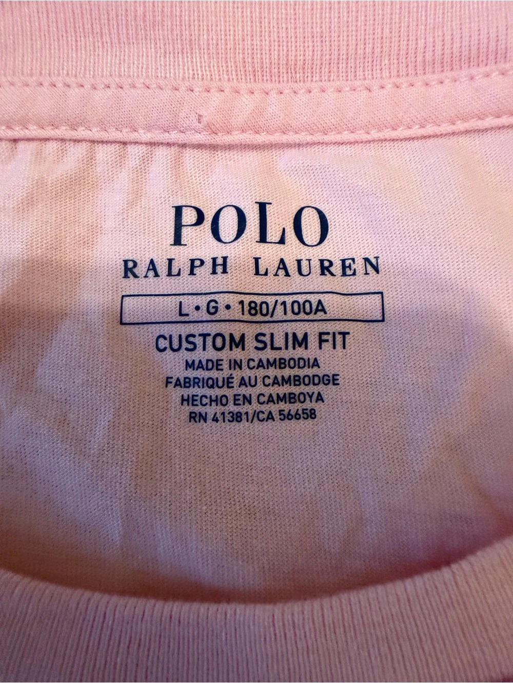 Polo Ralph Lauren Men's Pink Custom Slim Fit Crewneck T-Shirt Large